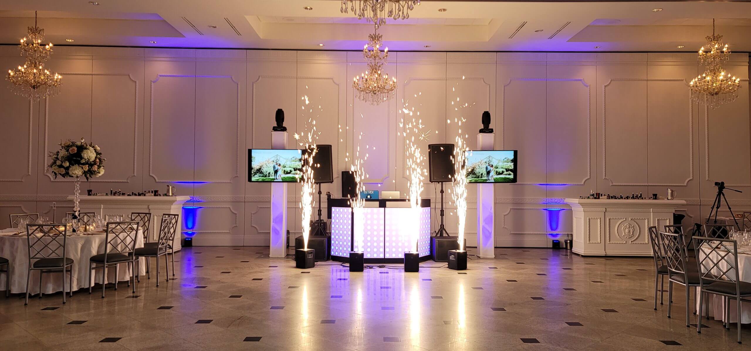 All Generations DJ production with ballroom lighting and cold sparks.